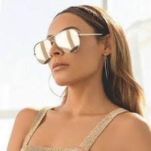 Quay x Desi “High Key” Gold Mirror Aviator Sunglasses